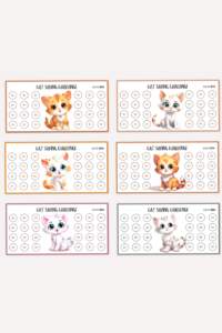 📍 🖌️ Cute Cats Saving Challenge Mini A6 Printable with Hello Kitty & Witch Cat Designs | dream life manifestation