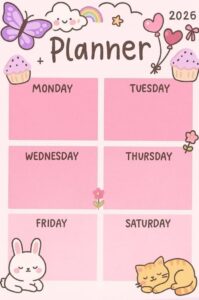 ✨ ✨ Cute Pink Weekly Planner Printable Blueprint for Success | romanticize your routine