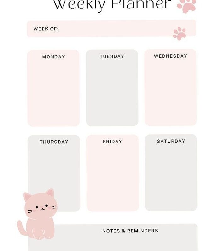 Cute Simple Kitty Planner for Mommies — 🌿 🎀 romanticize your routine