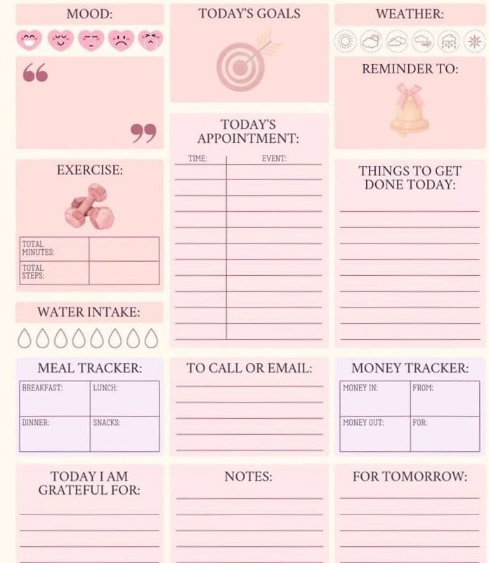 Daily Planner — Self Care | Digital Design & Creative Assets | Productivity Secret — 📝 📊 stay inspired all year long