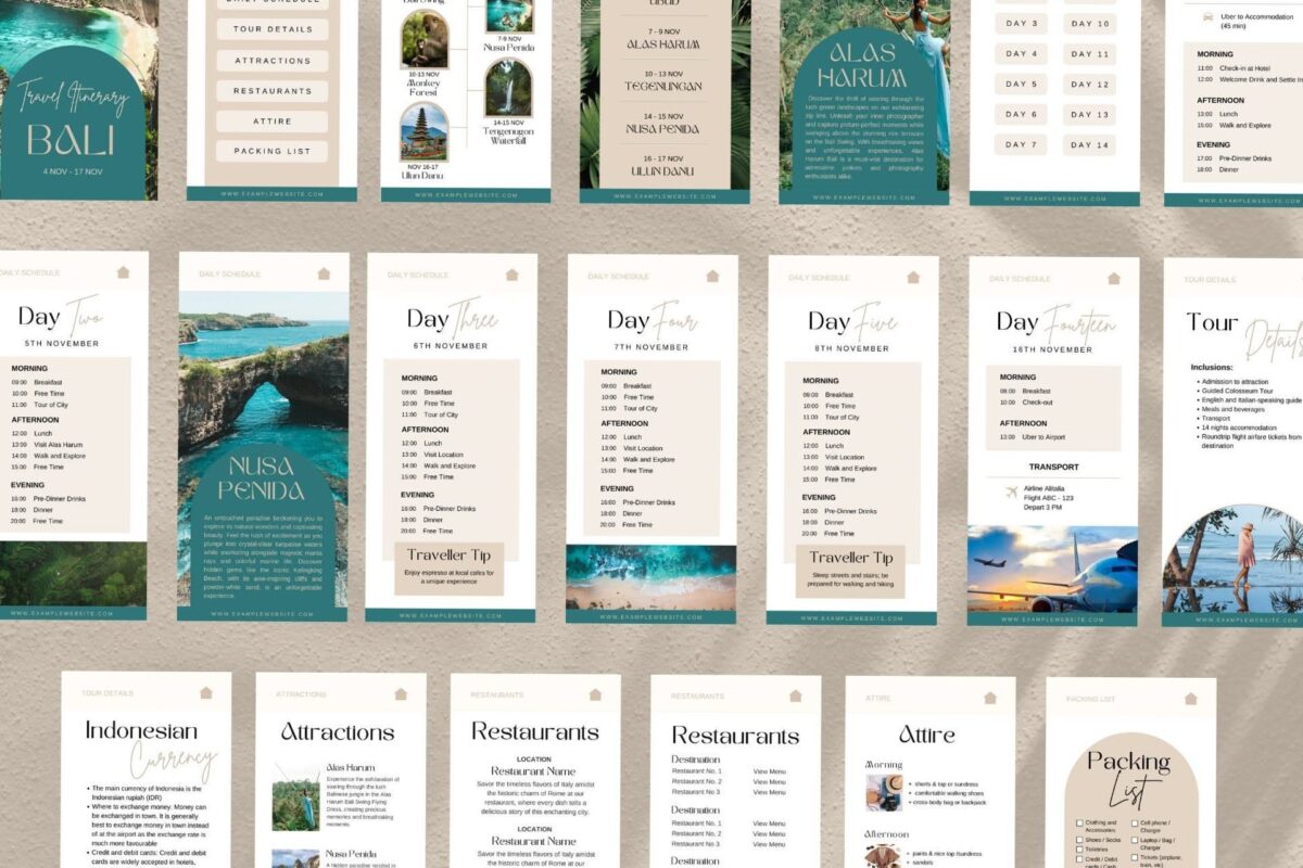 Digital Bail Travel Itinerary Template for Mobile Phone — 🍰 🥂 essential planning guide