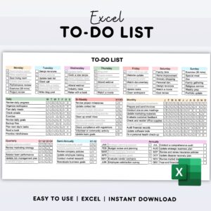 Digital To-Do List Excel Template for Daily, Weekly, Monthly & Annual Task Tracking — 🎀 🕯️ secret to staying productive