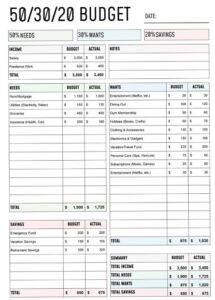 📝 📁 dream life manifestation: 50/30/20 Budget Template — Free Google Sheets & Excel | Budgeting Tools