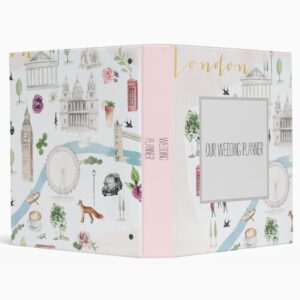 📁 📝 dream life manifestation: Charming Pink London Wedding Planner Set with Custom 3-Ring Binders