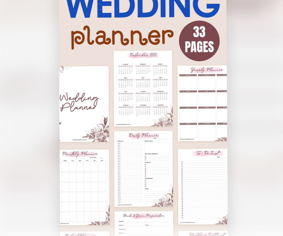 🥂 🌸 dream life manifestation: FREE Printable Wedding Planner (33 Pages)