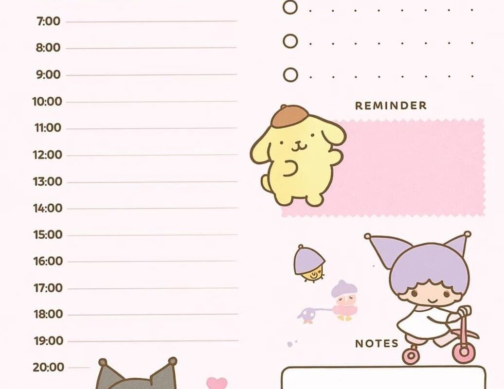 📌 🖇️ dream life manifestation: Hello Kitty Daily Planner Template | Aesthetic Design for H