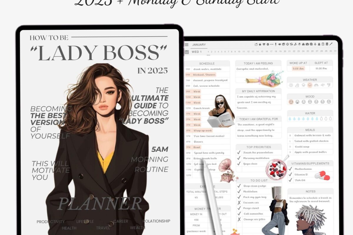 💌 💌 dream life manifestation: LADY BOSS 2025 Digital Planner | Self-Care & Creativity in GoodNotes