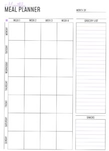🥂 👰 dream life manifestation: Printable Monthly Meal Planner Free Google Docs Template