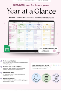 🌿 🕯️ dream life manifestation: Yearly Digital Planner for Google Sheets | Organize Life & Deadlines