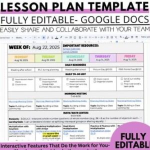 🌿 ☁️ Editable Digital Weekly Lesson Plan Template | dream life manifestation