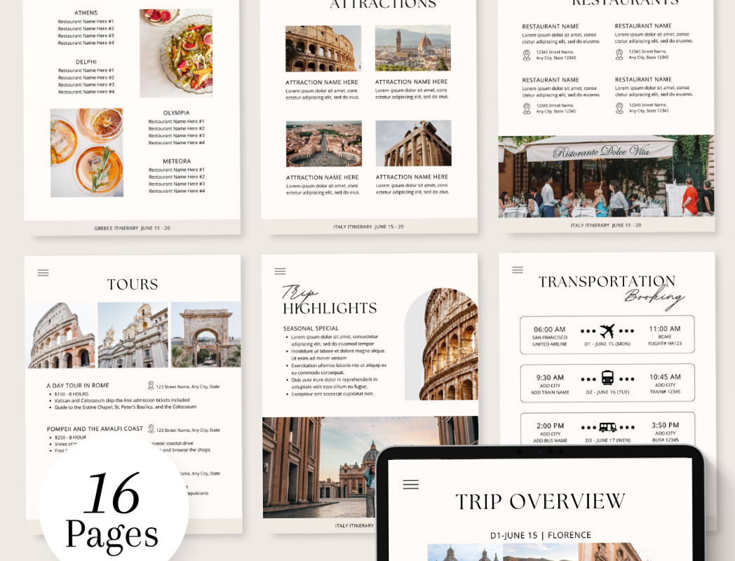 ☁️ 🕯️ Editable Travel Itinerary Template | Honeymoon Planner Design | seamless organization hack