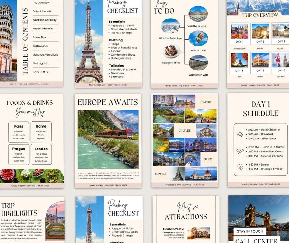 📅 📊 Editable Travel Itinerary Template for Trip Planning | essential planning guide