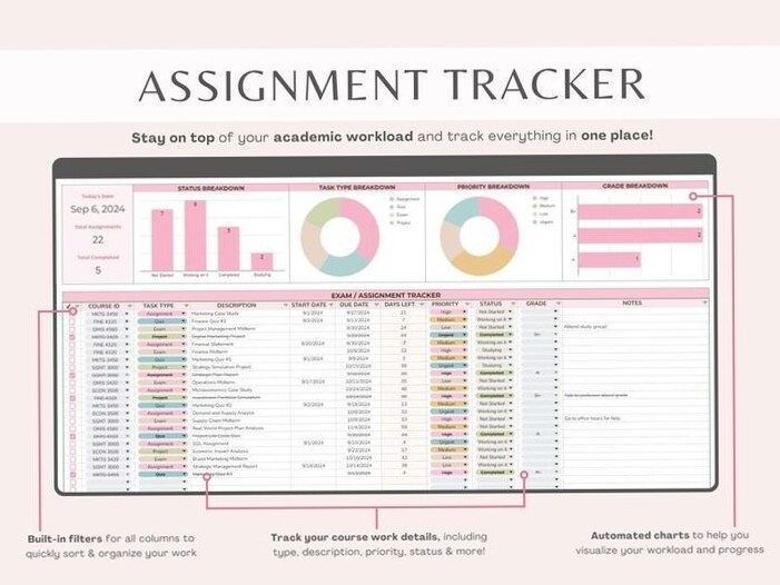 Efficient Academic Planning with Google Sheets Templates — 🍰 🍰 secret to staying productive