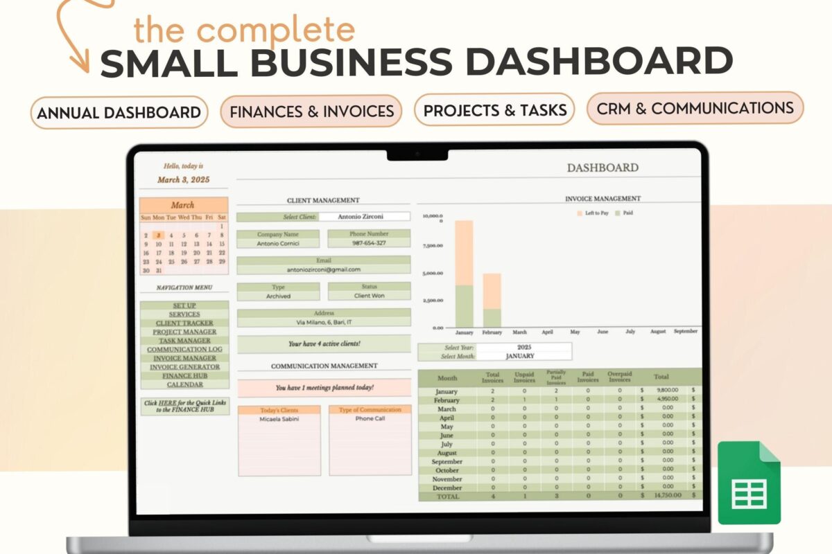 Efficient Small Business Management with Google Sheets Template for Freelancers & Startups — 🪄 💎 secret to staying productive