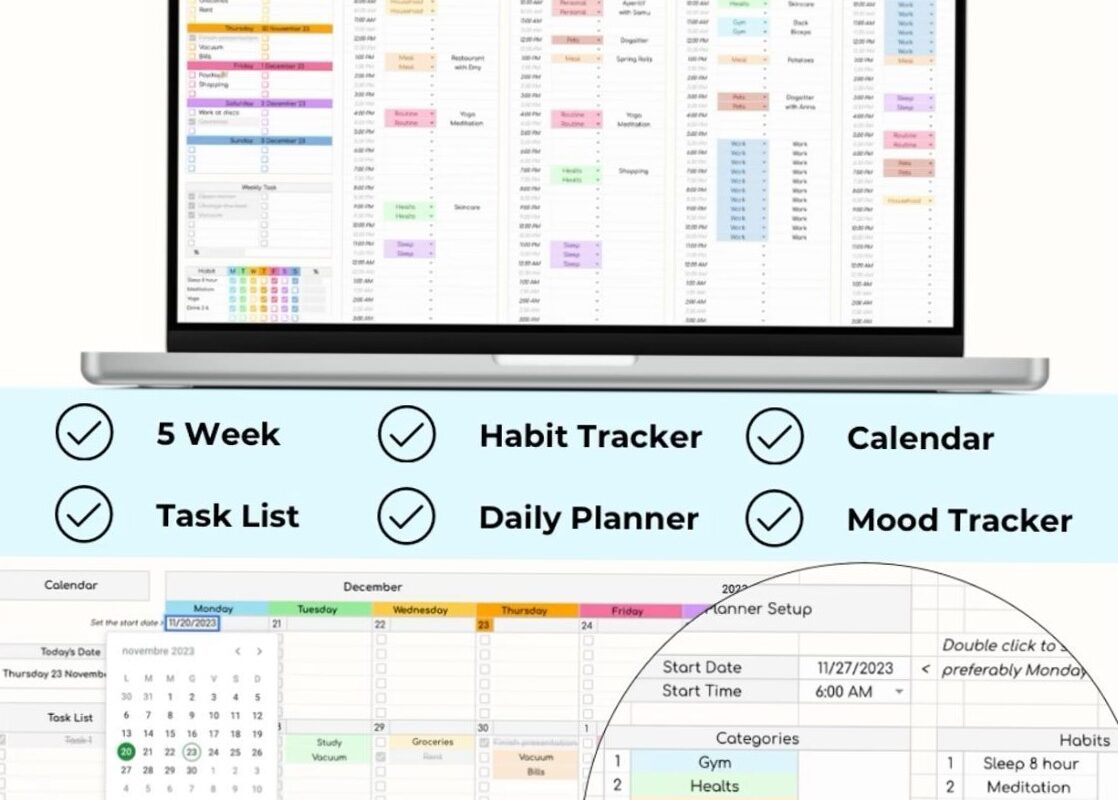 🥂 🌸 Effortless Habit & Weekly Planning with Google Sheets | Digital Calendar 2026 | romanticize your routine