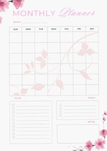 Elegant Pink Floral Monthly Planner — Printable PDF for Organized Months — ✨ 🌿 secret to staying productive