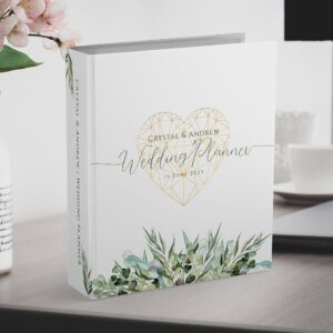 🎨 🎨 Elegant White Gold Heart Foliage Wedding Planner | dream life manifestation