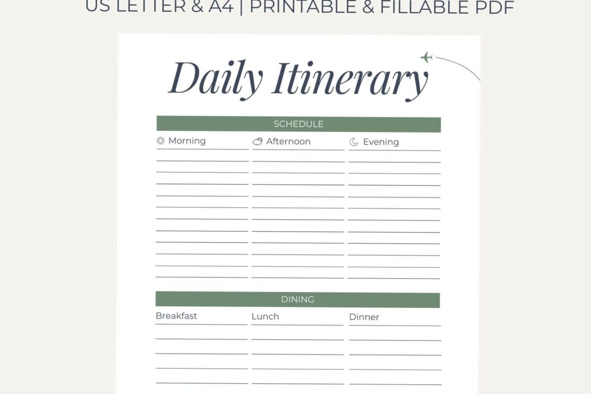 📍 🪄 essential planning guide: Daily Travel Itinerary Planner | Minimalist & Printable PDF