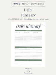 📍 🪄 essential planning guide: Daily Travel Itinerary Planner | Minimalist & Printable PDF