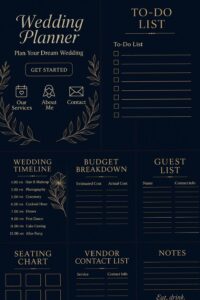 📍 🎨 essential planning guide: Elegant Wedding Planner | 40+ Page PDF | Editable Canva Template | Budget, Timeline, Checklist