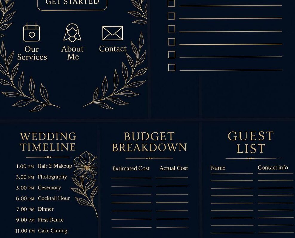 📍 🎨 essential planning guide: Elegant Wedding Planner | 40+ Page PDF | Editable Canva Template | Budget, Timeline, Checklist