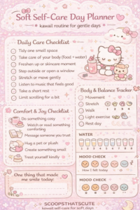 💌 🌸 essential planning guide: Soft Self-Care Day Planner Gentle Checklist for Calm Days