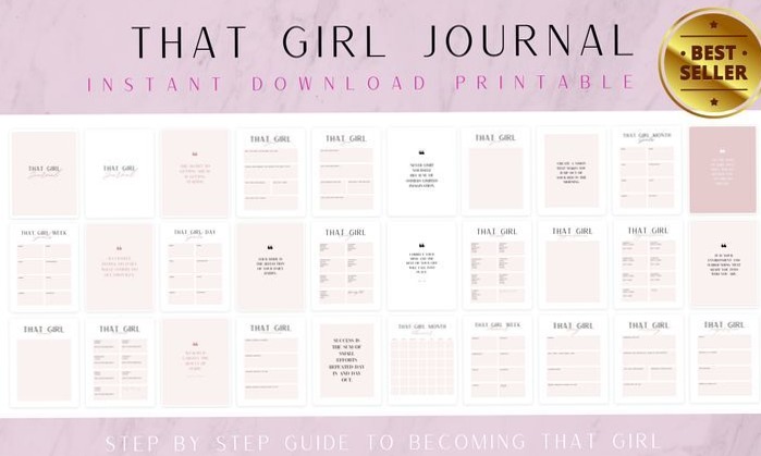 📊 📅 essential planning guide: That Girl Journal — Aesthetic Goal Tracker Printable