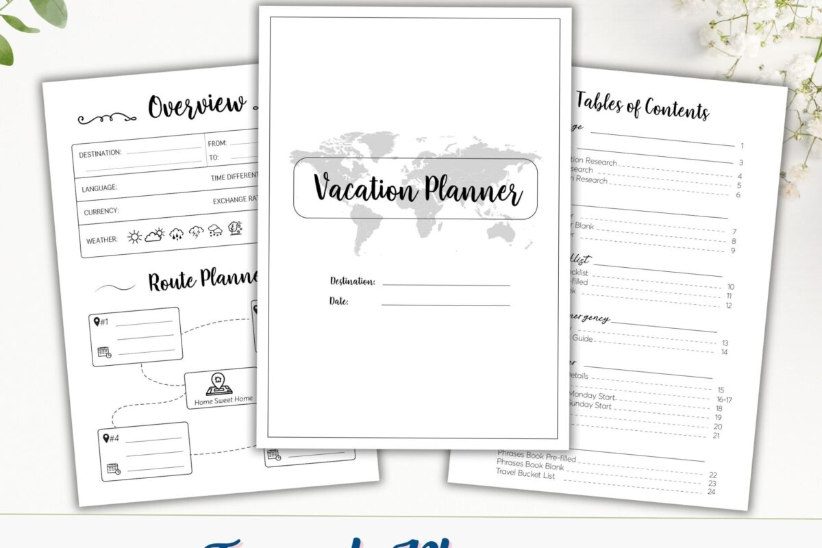 💌 🌸 essential planning guide: Travel Planner & Journal Printable Set for Memories & Itineraries