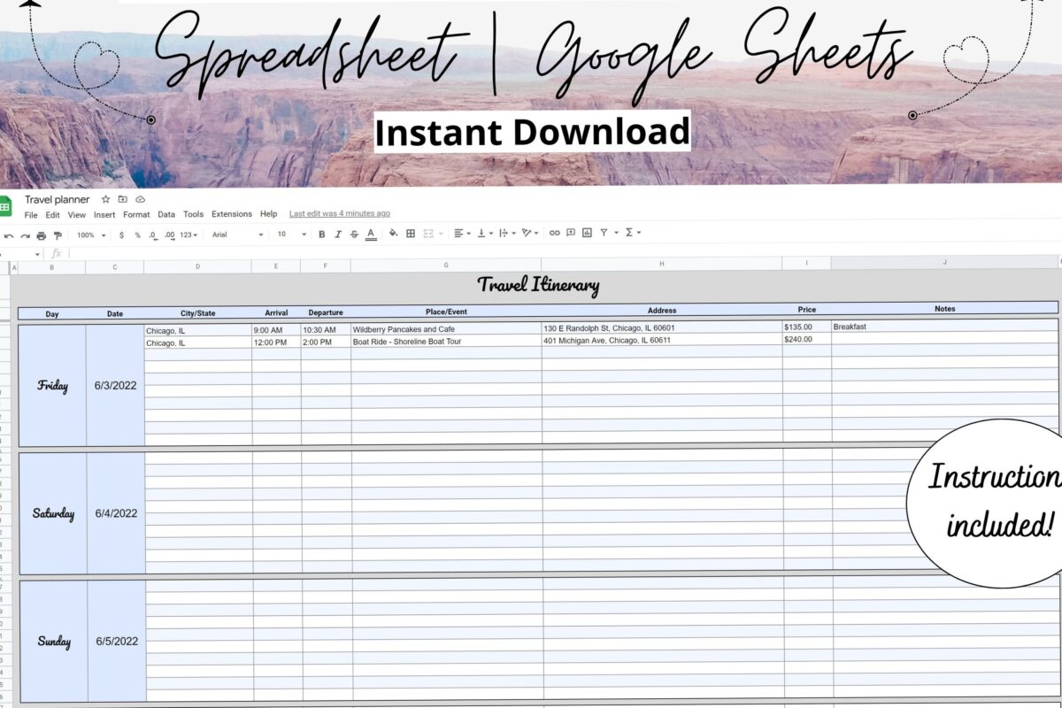 ☁️ 🎀 essential planning guide: Travel Itinerary Template Google Sheets | Vacation Planner | Editable Travel Spreadsheet | Family Travel