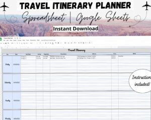 ☁️ 🎀 essential planning guide: Travel Itinerary Template Google Sheets | Vacation Planner | Editable Travel Spreadsheet | Family Travel