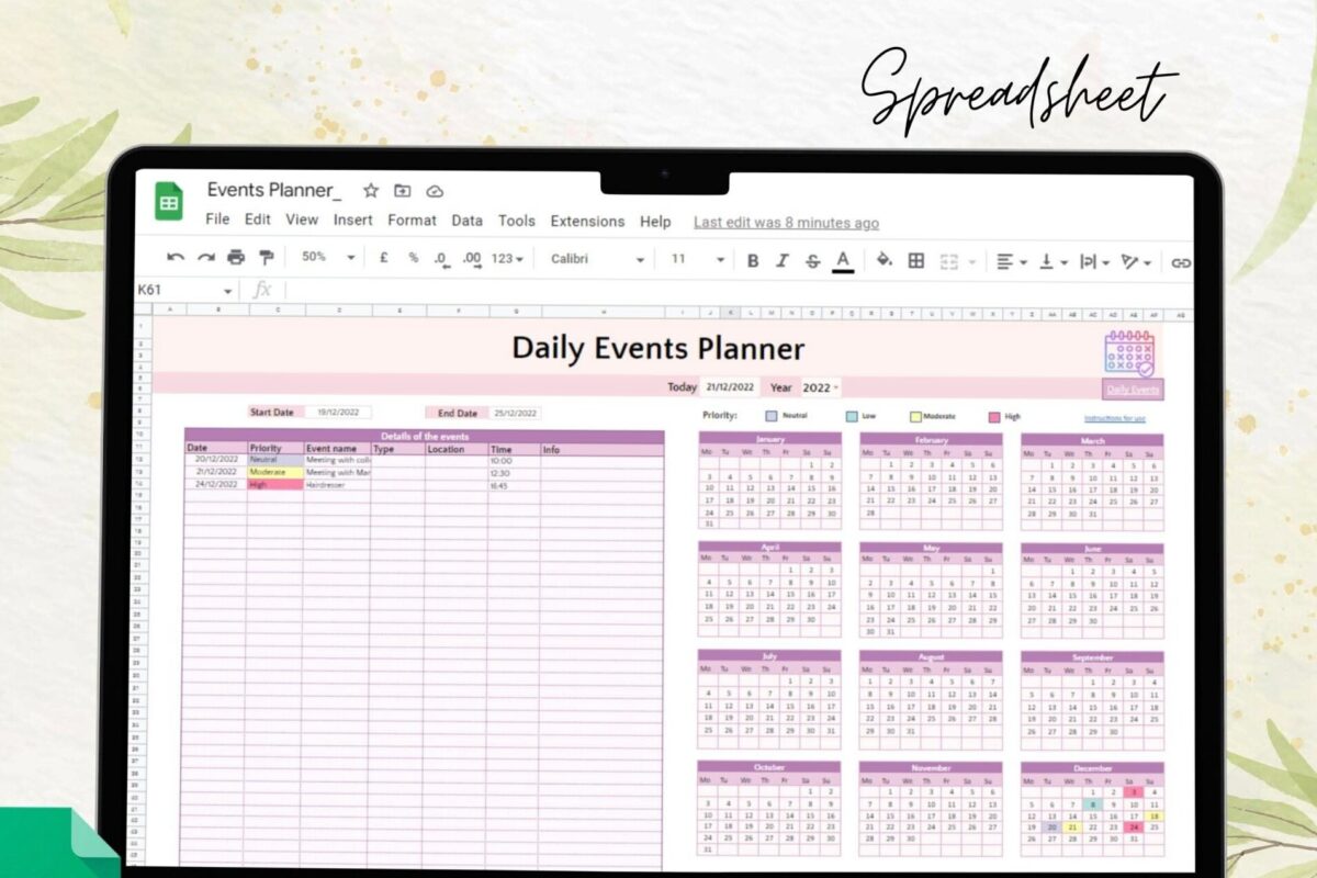 Events Planner Google Sheets Template & To-Do Track — 📝 📊 stay inspired all year long