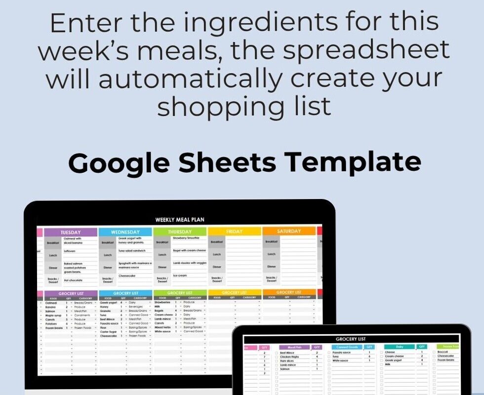Excel for Recipes, Meal Plans & Grocery Lists — 🎨 💎 dream life manifestation