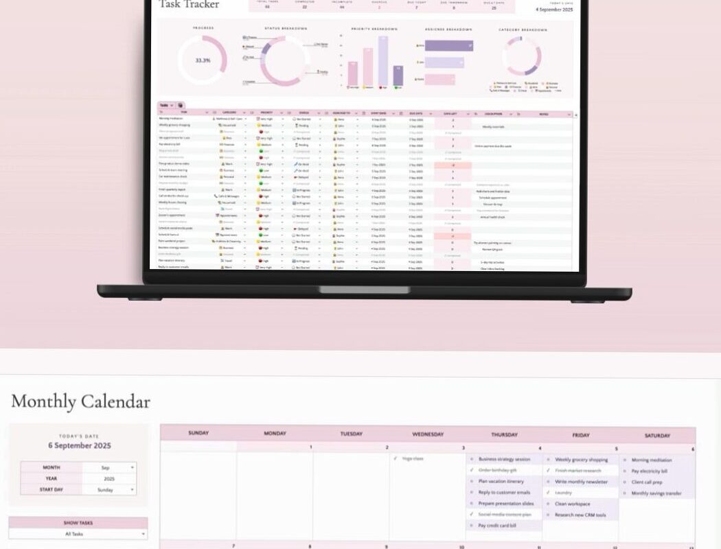 📝 🖇️ Excel & Google Sheets Task Planner for Learning Goals | stay inspired all year long