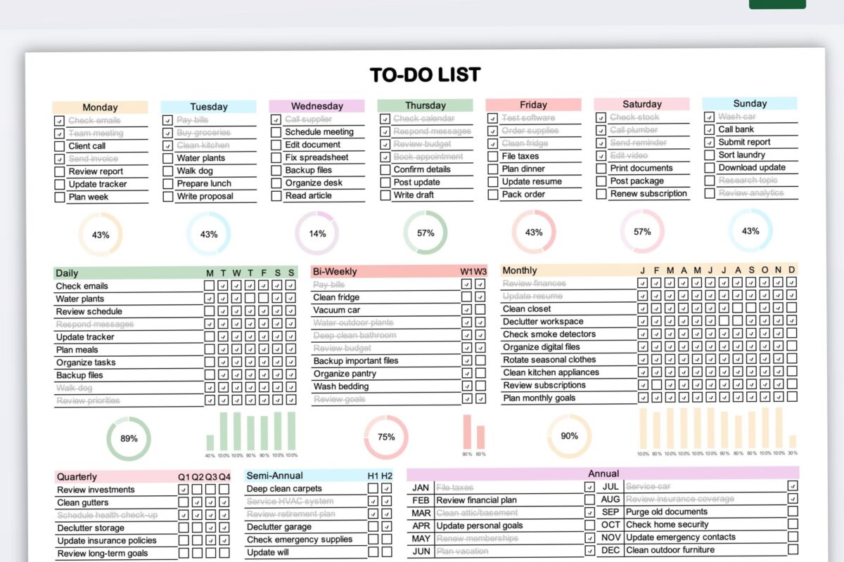 📝 📅 Excel To-Do List Template: Daily, Weekly, Monthly Planner (Instant Download) | dream life manifestation