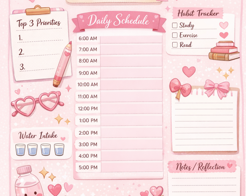 🍰 🥂 Free Aesthetic Study Planner Printable | Digital Design | Creative Study Tools | secret to staying productive