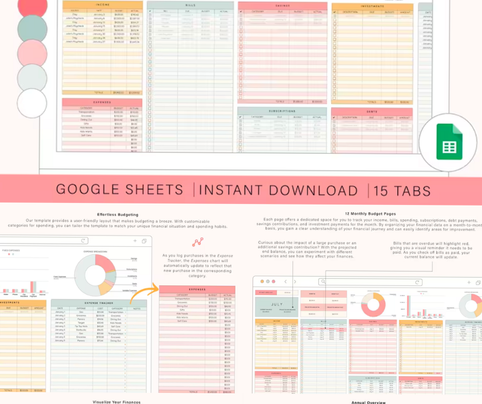 💎 🌈 Free Budget & Productivity Templates for Creative Planners | dream life manifestation