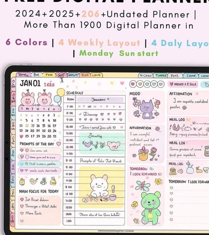 Free Digital Planner Bundle with Undated Templates — 🎀 ✨ romanticize your routine