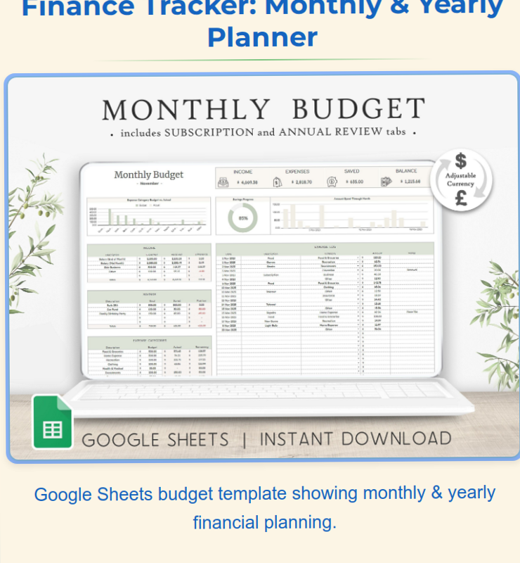 Free Google Sheets Budget & Finance Tracker Planner — 🥂 🌸 seamless organization hack
