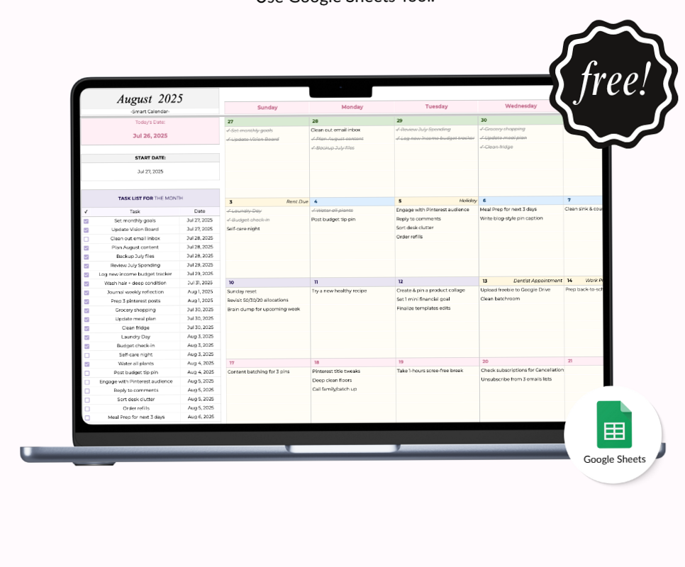 ✨ ✨ Free Google Sheets Planner Template for Digital Design & Creative Organization | stay inspired all year long