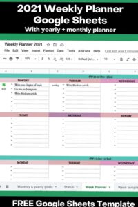 Free Google Sheets Weekly Planner 2021 Template — 💎 🌈 secret to staying productive