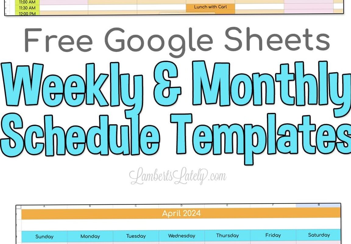 Free Google Sheets Weekly Schedule Template & Calendars | LL Home — 🪄 🖌️ stay inspired all year long