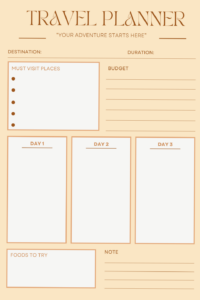 📁 🖇️ Free Travel Planner PDF – Organize Your Perfect Trip | Itinerary, Budget & Must-Visit Places | no-stress tracker