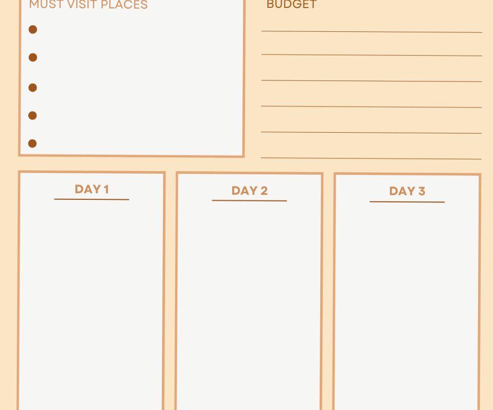 📁 🖇️ Free Travel Planner PDF – Organize Your Perfect Trip | Itinerary, Budget & Must-Visit Places | no-stress tracker