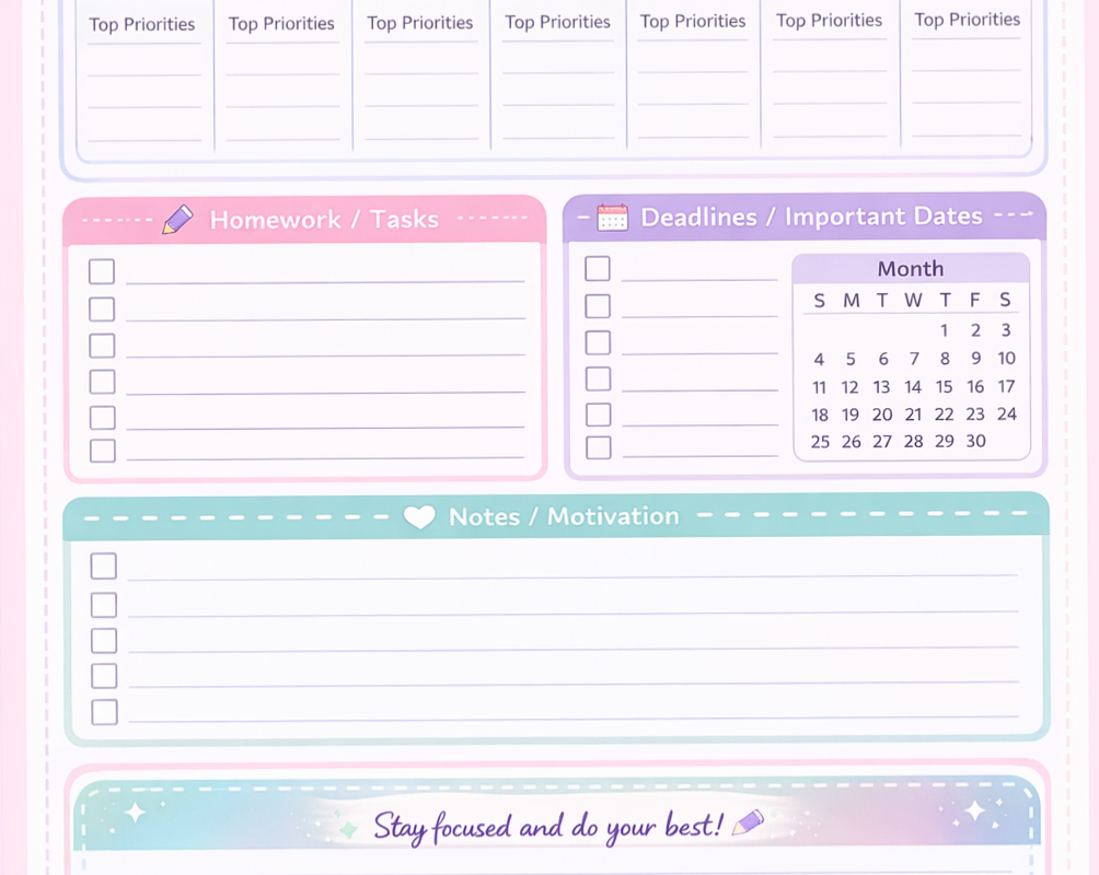 Free Weekly Study Planner Printable — 💌 💍 romanticize your routine