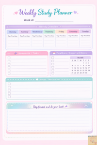 Free Weekly Study Planner Printable — 💌 💍 romanticize your routine