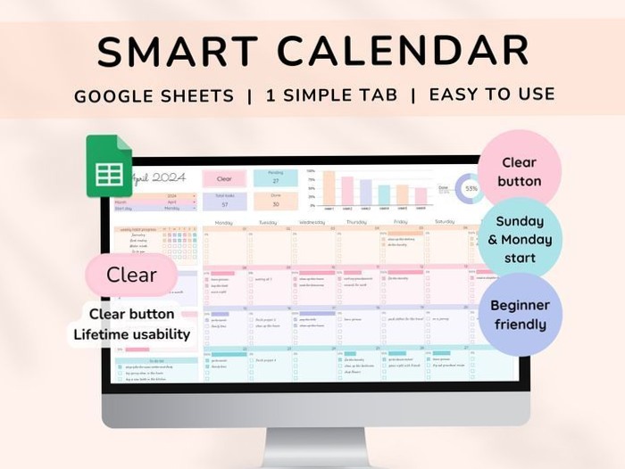 📌 📅 Google Sheets Calendar & Budget for College Students | secret to staying productive