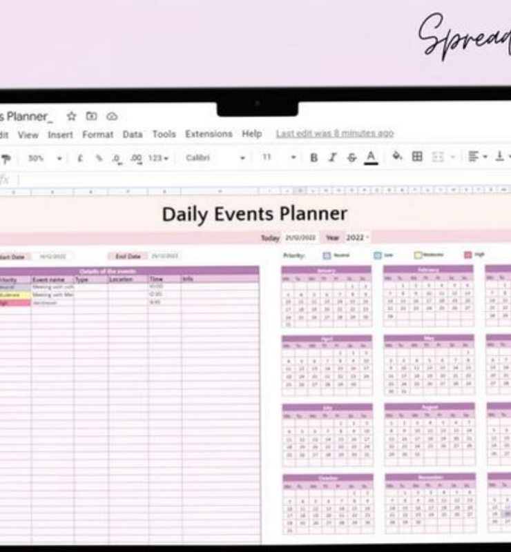 Google Sheets Calendar & Productivity Planner Template — 💌 👰 romanticize your routine