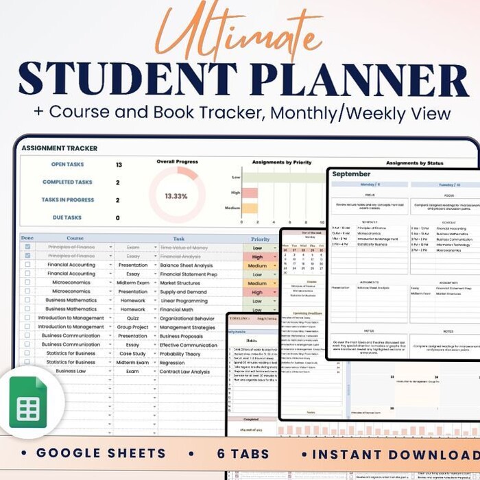🤍 ✨ Google Sheets Templates for Academic Planning & Time Management | secret to staying productive