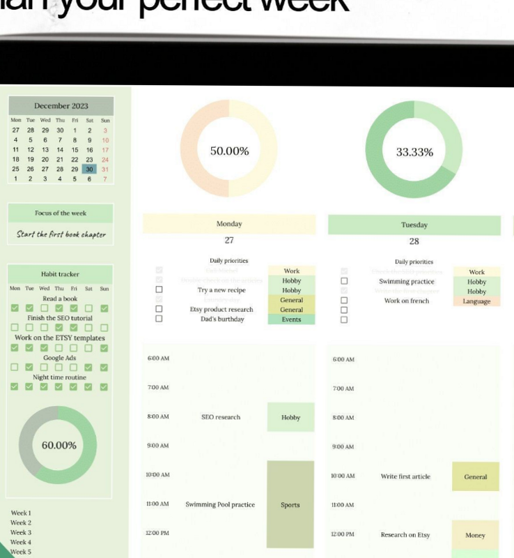 💎 🪄 Google Sheets Weekly Planner + 2026 Annual Calendar | secret to staying productive