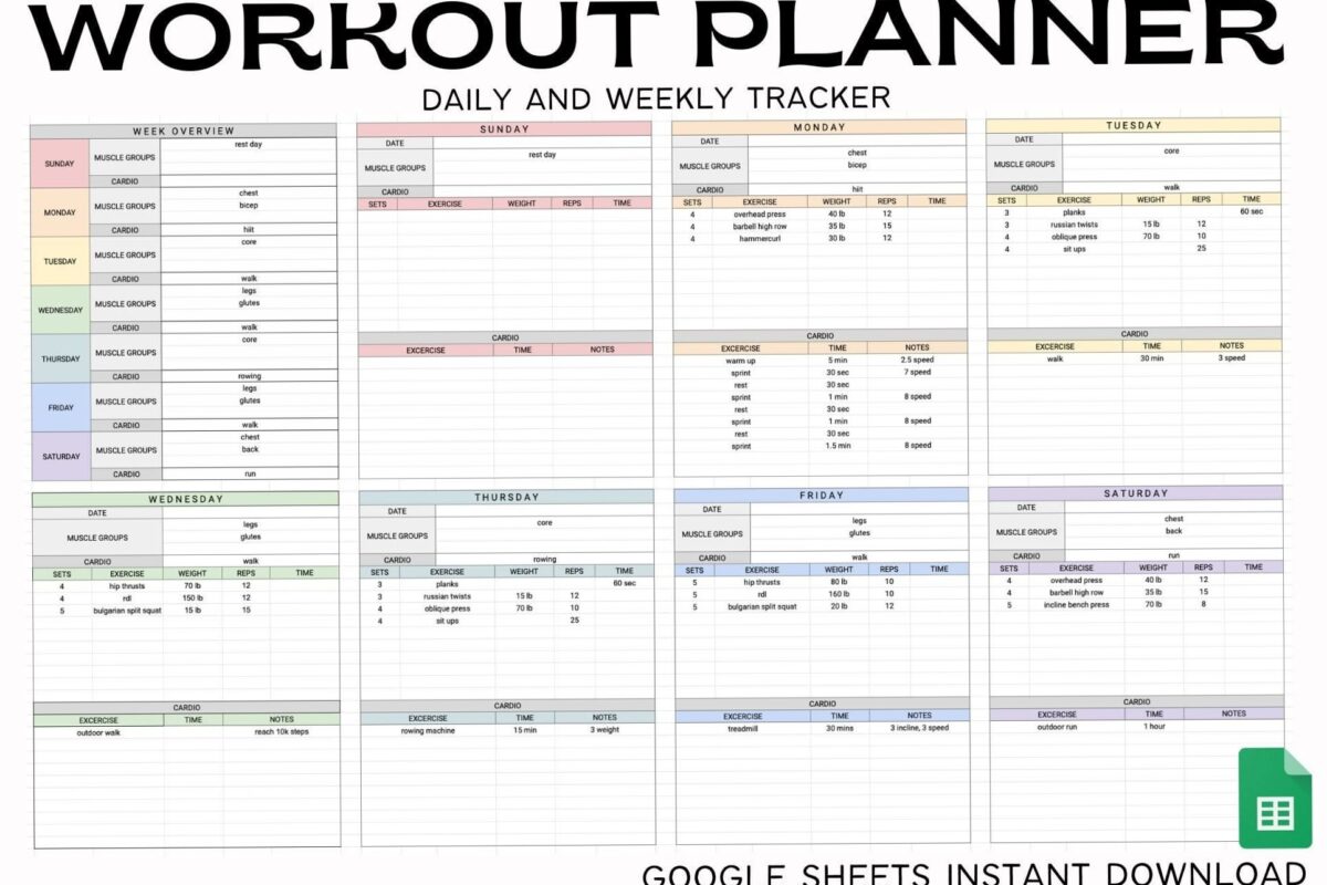 Google Sheets Workout Planner & Fitness Dashboard — 👰 👰 game-changing digital system